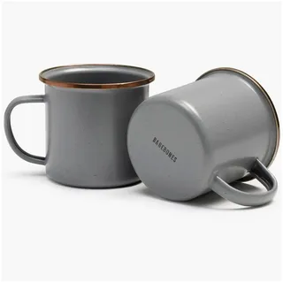 Barebones Becher Emaille Becher Set Retro Camping Geschirr, Emaille, Edelstahl, Kaffee Tasse Edelstahl 473ml grau