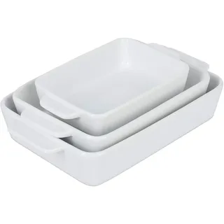 Relaxdays Auflaufform 3er Set 32 x 20 x 6 cm Weiß