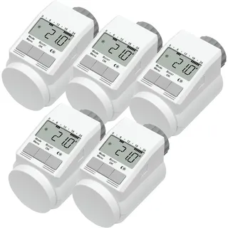eqiva 5er-Set Elektronik-Heizkörperthermostat Typ L mit Boost-Funktion,
