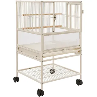 Wellensittich Käfig, Papageienkäfig Vogelkäfig Bird Cage, Vogelkäfige mit 4 Rädern 2 Futternäpfen und 1 Installation Diagramm für Kleine und Mittlere Vögel wie Wellensittiche und Nymphen