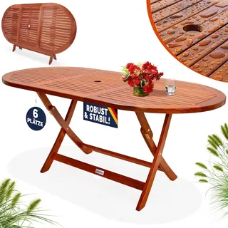 CASARIA Alabama Gartentisch 160 x 85 x 75 cm braun klappbar oval