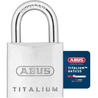 ABUS Vorhängeschloss Titalium 64TI/25 gl.-6256 - gleichschließend - Schlosskörper aus Spezial-Aluminium - gehärteter Stahlbügel - ABUS-Sicherheitslevel 3 - Silber