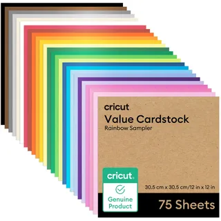 Cricut Value-Bastelkarton, Regenbogen-Sampler, 30,50 cm x 30,5 cm, kompatibel mit allen Cricut-Maschinen - 75er-Pack