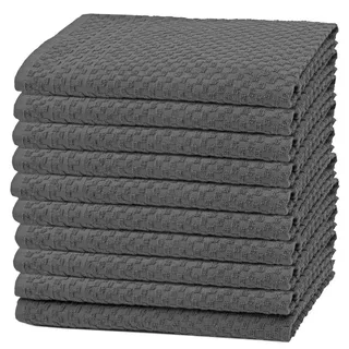 ZOLLNER Geschirrtuch Quadra 45 x 60 cm, 100% Baumwolle, anthrazit, 10 Stück