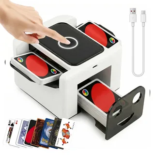 Mapille Kartenmischmaschine Elektrische,Automatischer Kartenmischer,Kartenmischgerät,Mischmaschine für 1–2 Decks,mit Auto/Manuellem Modus,für Kartenspiele,Texas Hold'em,Poker (M5L-W)