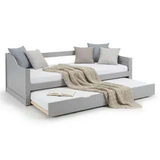 Homestyle4u Kinderbett Ausziehbett 90 x 200 cm Kiefer grau