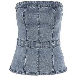 Noisy may Shirttop schulterfrei Slim Fit ärmellos Denim NMMIRA SLIM DENIM TOP VI499MB blau|schwarz S (36)