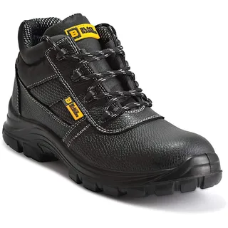 BLACK HAMMER Sicherheitsstiefel Herren Wasserdicht S3 SRC Stahlkappe Arbeitsschuhe Knöchelhoch Leder Sicherheitsschuhe Schwarz Leicht 1007 (39 EU)