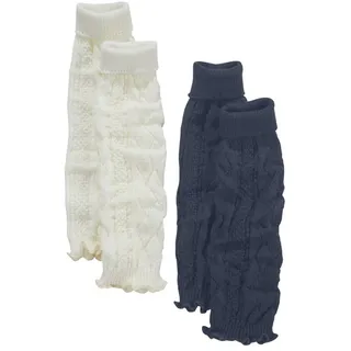 LAVANA Stulpensocken Damen 1x marine, 1x ecru Gr.