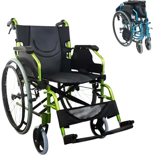 Mobiclinic Mobiclinic®, Rollstuhl, Bolonia, Aluminium, Faltbar und leicht, Klappbare geteilte rückenlehne, Abnehmbare fußstütze, Armlehnen, Für erwachsene, Grün