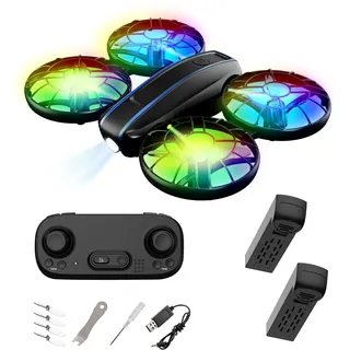RC Drohne für Kinder und Anfänger, kleiner RC Quadcopter mit Lichtern und 3D Flip, Propeller Full Protect, einfach zu fliegen Spielzeug Drohne für Kinder Jungen und Mädchen Geschenk (Schwarz)