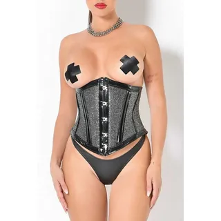 Les P'tites Folies Corsage Eiffel Taillen Corsage schwarz-silber sexy figurschmeichelnd schwarz|silberfarben S