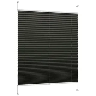 DécoProfi Plissee ohne Bohren Anthrazit 40cm x 220cm (max. Gesamthöhe Fensterflügel) I Verspannte Plissees nach Maß mit Klemmträger/Klemmfix I Blickdichte Innenrahmen-Plissees zum Klemmen