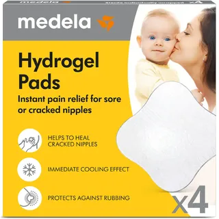 Medela Hydrogel Pads – Sofortige Linderung und Kühlung bei wunden Brustwarzen – Wiederverwendbar – Packung mit 4 einzeln verpackten, sterilen Pads