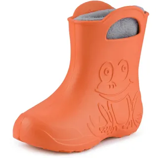 Ladeheid Eva Kinder Jungen Mädchen Gummistiefel Regenschuhe gefüttert LA-CA-03 (Orange/Grau, 28/29 EU)