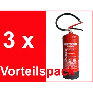 Dreierset 6 kg ABC Protex Feuerlöscher mit Kunststoffstandfuß 6 kg Pulver ABC Incl. Erstabnahme - vom Brandschutz Fachhändler seit 1997