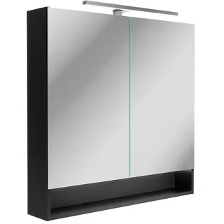 Camargue Curve LED-Spiegelschrank  (B x H: 80 x 79,8 cm, Schwarz)