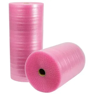 TransPak Luftpolsterfolie, 3-lagig, 1000mm breitx50lfm, 100μ, rosa, antistatisch