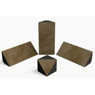 Set mit 3 Mini-Bassfallen „mini-Cinematic-bt” und einer Eck-Bassfalle „TRICUB-Сinematic” | Bassfallen aus Samtstoff zur Montage in der Ecke unter der Decke und Wand | Farbe: [Beige | N-TRAP+TRICUB]