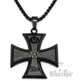 Eisernes Kreuz Orden 1914 1. Weltkrieg schwarzer Anhänger aus Edelstahl mit Kette