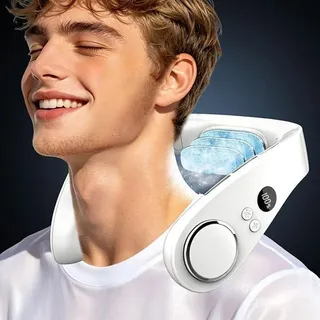 Nackenventilator, Halsventilatoren Leise (35dB) 24 Std. USB-C 5500mAh, 5 Stufen, Ventilator zum Umhängen-für Frauen/Männer/Kinder/Draußen/Drinnen
