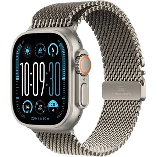 GPS + Cellular 49 mm Titangehäuse natur, Milanaise Armband natur S