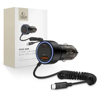 TECH-PROTECT Cc05 2-Port Autoladegerät Pd60W + Kabel Schwarz
