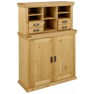 OTTO home Sekretär OTTO HOME "Konrad", beige (natur), B:89cm H:122cm T:37cm, Sekretäre, Sekretär, Schreibtisch aus Massivholz, mit viel Stauraum, B89 x H122 cm