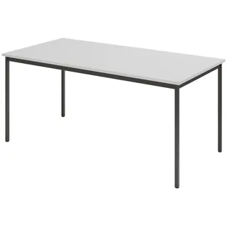 bümö Kantinentisch Serie-V 160 x 80 cm in Grau/Schwarz - Besprechungstisch, Konferenztisch, Meetingtisch, Mehrzwecktisch, Pausentisch,