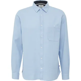 s.Oliver Regular Fit: Baumwollhemd mit Struktur und Brusttasche - blau - M