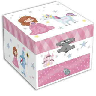 Musicboxworld Spieluhr Schmuckkästchen - Einhorn mit Prinzessin und Schublade