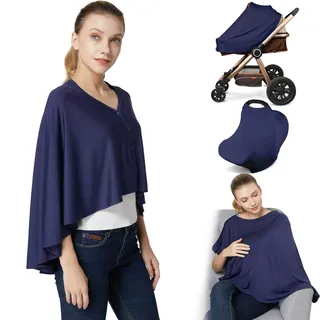 Kefee Kol Stilltuch & Baby Stillponcho, Mehrzweck-Stillbezug für Autositz-Baldachin, Hochsitzbezug, Kinderwagen-Abdeckung, Einkaufswagen-Abdeckung, Stillschal für Jungen und Mädchen (blau)