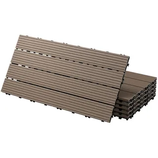 ECD Germany WPC Terrassenfliesen Dunkelbraun 60 x 30 cm 12 St.
