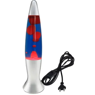 ChiliTec Lavalampe Dekoleuchte 40cm 1,5m Kabel mit Schalter 230V inkl. Leuchtmittel Rot Blau
