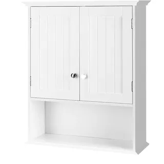 COSTWAY Wandschrank, Medikamentenschrank, Wandschrank mit Doppeltür, Badezimmerschrank, Küchenschrank