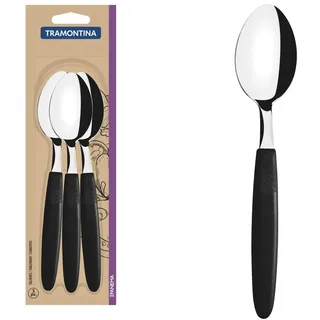 Tramontina IPANEMA Tafellöffel 3-teiliges Set, Löffel aus Edelstahl, rostfrei, spülmaschinenfest, mit farbigem Griff, für Picknick & Camping, spülmaschinenfest, pflegeleicht