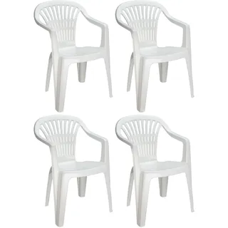 Gartenstuhl Stapelstuhl Terrassenstuhl 4St. Kunststoff Weiß Garten Bistro Balkon