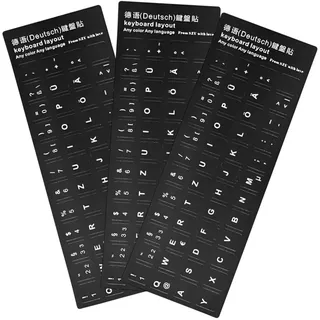 LEEQ 3 Stück Deutsche Tastaturaufkleber, Tastatur Aufkleber Deutsch, Ersatz Laptop Aufkleber mit Weißen Buchstaben für Standard, Computer Laptop Tastatur Ersatztastaturaufkleber