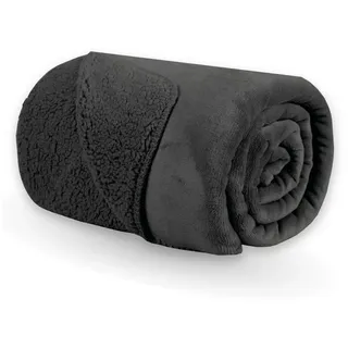 Wohndecke "Teddy Fleece" Wendedecke mit 2 Seiten, Bestlivings, 150x200cm, weiches Flanell, flauschiges Sherpa-Fleece, dichter Stoff schwarz