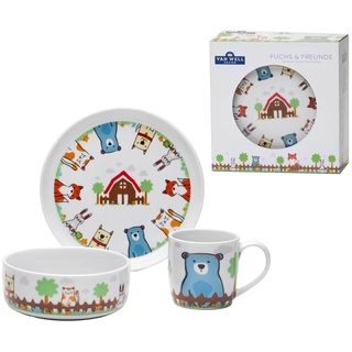 VAN WELL Kindergeschirr Set Fuchs und Freunde 3er Set