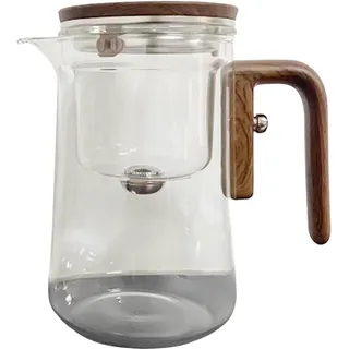 dewdat Wassertrennende Glas-Teekanne Mit Holzgriff, Magische Teekanne, 700 ml, Transparent