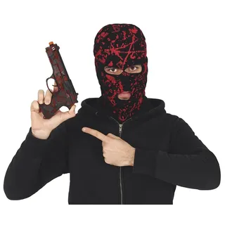 FIESTAS GUIRCA | Blutige Spielzeugpistole (22 cm) – Gefälschte Waffe für Polizei-, Militär- und Diebekostüme – Accessoire für Halloween, Karneval und Kostümpartys – Schwarz