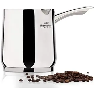 ROSMARINO Edelstahl-Induktions-Mokka-Kanne 1225 ml - model - 2025 - Moderne Türkische Cezve-Kaffeekanne mit 3-lagigem Stahlboden (1225ml)