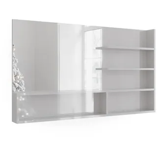 Vicco Spiegelregal Weiß Hochglanz 119.8 x 70 cm, mit offenen Fächern