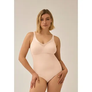 Body NATURANA "Minimizer", Damen, Gr. 95, Cup B, beige (light beige), Obermaterial: 81% Polyamid, 19% Elasthan, unifarben mit Farbeinsatz, bequem kurz, V-Ausschnitt, Bodys Body, V-Ausschnitt, Kontrastbesatz am Ausschnitt, Druckknöpfe, elastisch