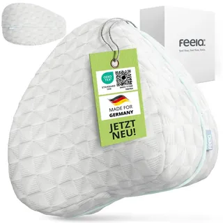feela Kniekissen Ergonomisches Kissen für Seitenschläfer – entlastet Beine & Rücken, Fördert gesunden Schlaf & Haltung – ideal für Seitenschläfer & Pausen weiß