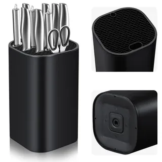 MICHIHOMIE Messerblock Ohne Messer Schwarz, Universal Unbestückte Messerhalter mit 21 Schlitzen und Abflussdesign, Messerblock Leer Abnehmbare, Aufbewahrung von Alle Küchenmesser