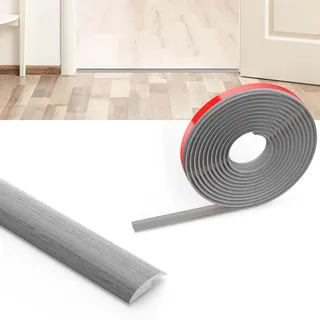 Flintronic Übergangsprofil Selbstklebend, 1.2m x 3.5cm PVC Boden-Leiste, Übergangsleiste Boden, ohne Bohren, Abdeckleiste für Fliesen, Holz, Laminat, Höhenausgleich 5mm(Graue Holzmaserung)