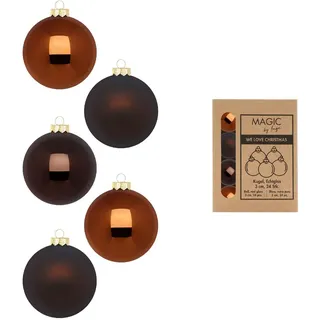 INGE-GLAS Weihnachtskugeln 3cm Glas Christbaumkugeln Weihnachtsbaumkugeln braun mix