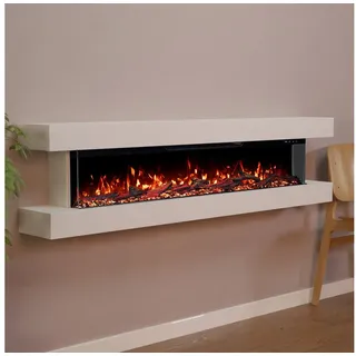 GF Core Elektrokamin Clear Wall Elektrokamin mit 3D Feuer und Heizung (Thermostat), Elektrischer Wandkamin mit APP Steuerung, Heizleistung (900- 1800 W) weiß 50 cm